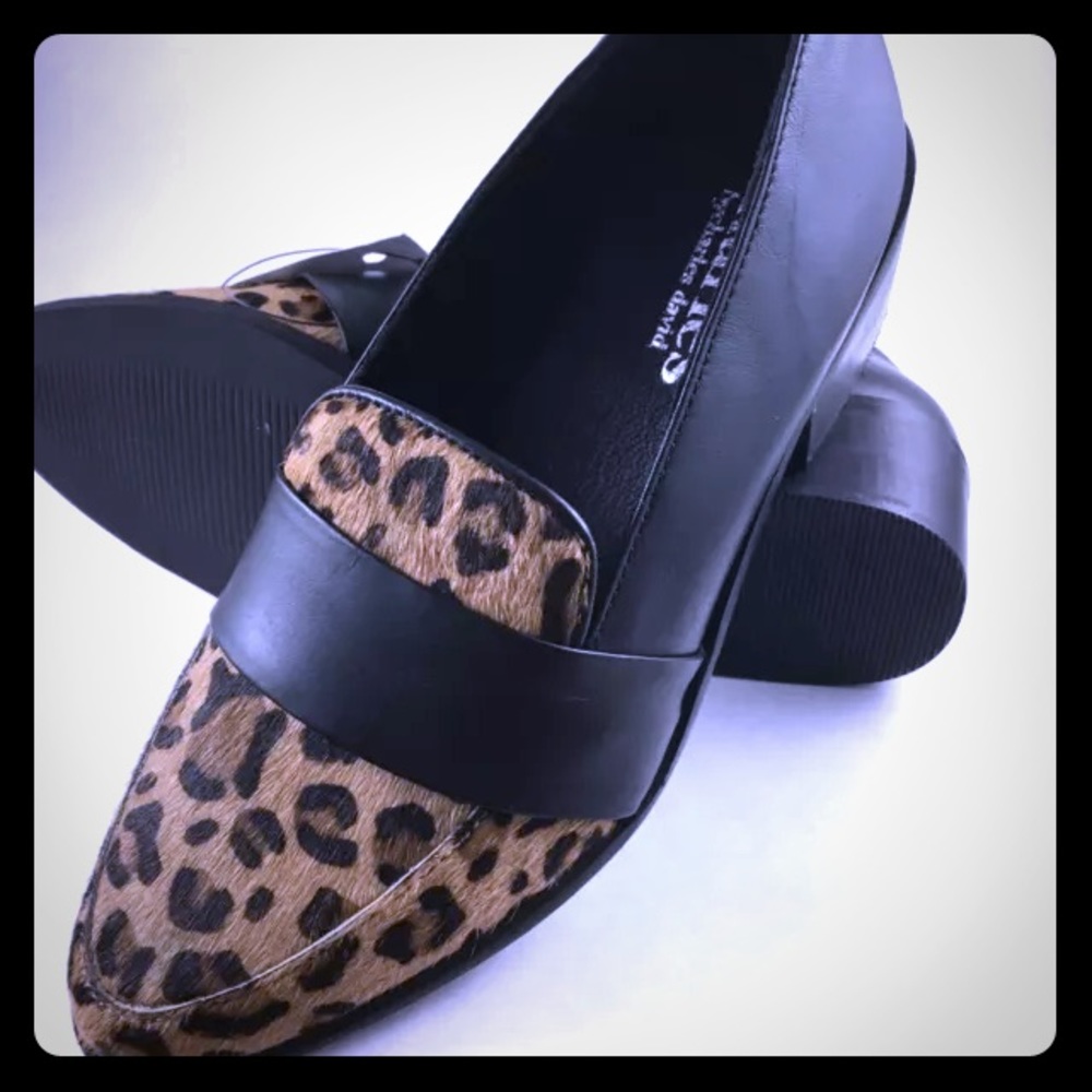 Calfskin leopard loafers size 5.5